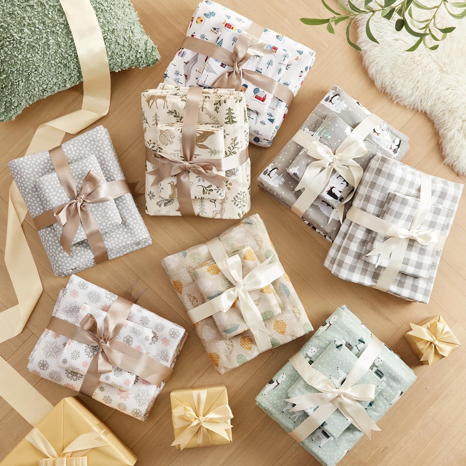 Seasonal bedding guide showing bamboo sheets flannel sheets comforters and heated blankets